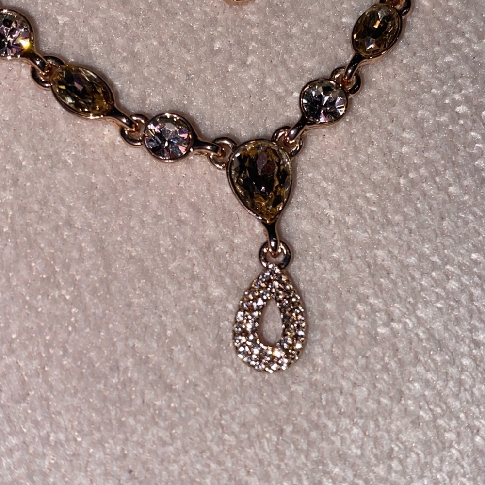 Givenchy rose gold tone with champagne Swarovski crystal necklace - Picture 7 of 16